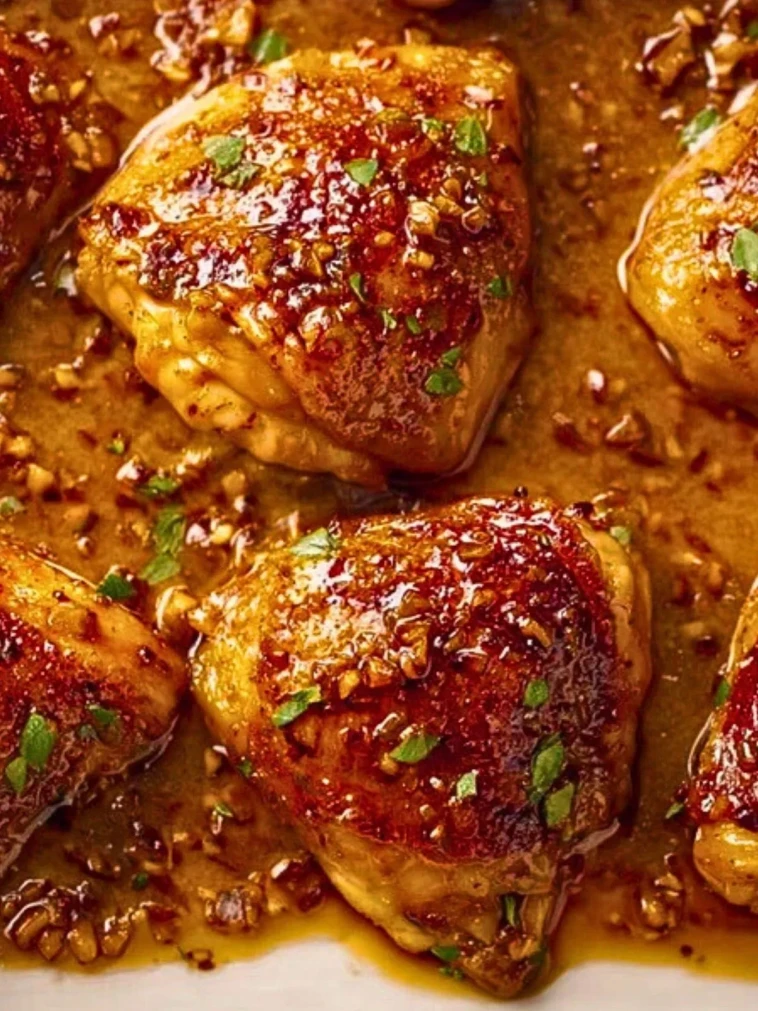 Cuisses de poulet glacées à l'érable sur plaque