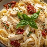 Fettuccine Alfredo au poulet et tomates séchées