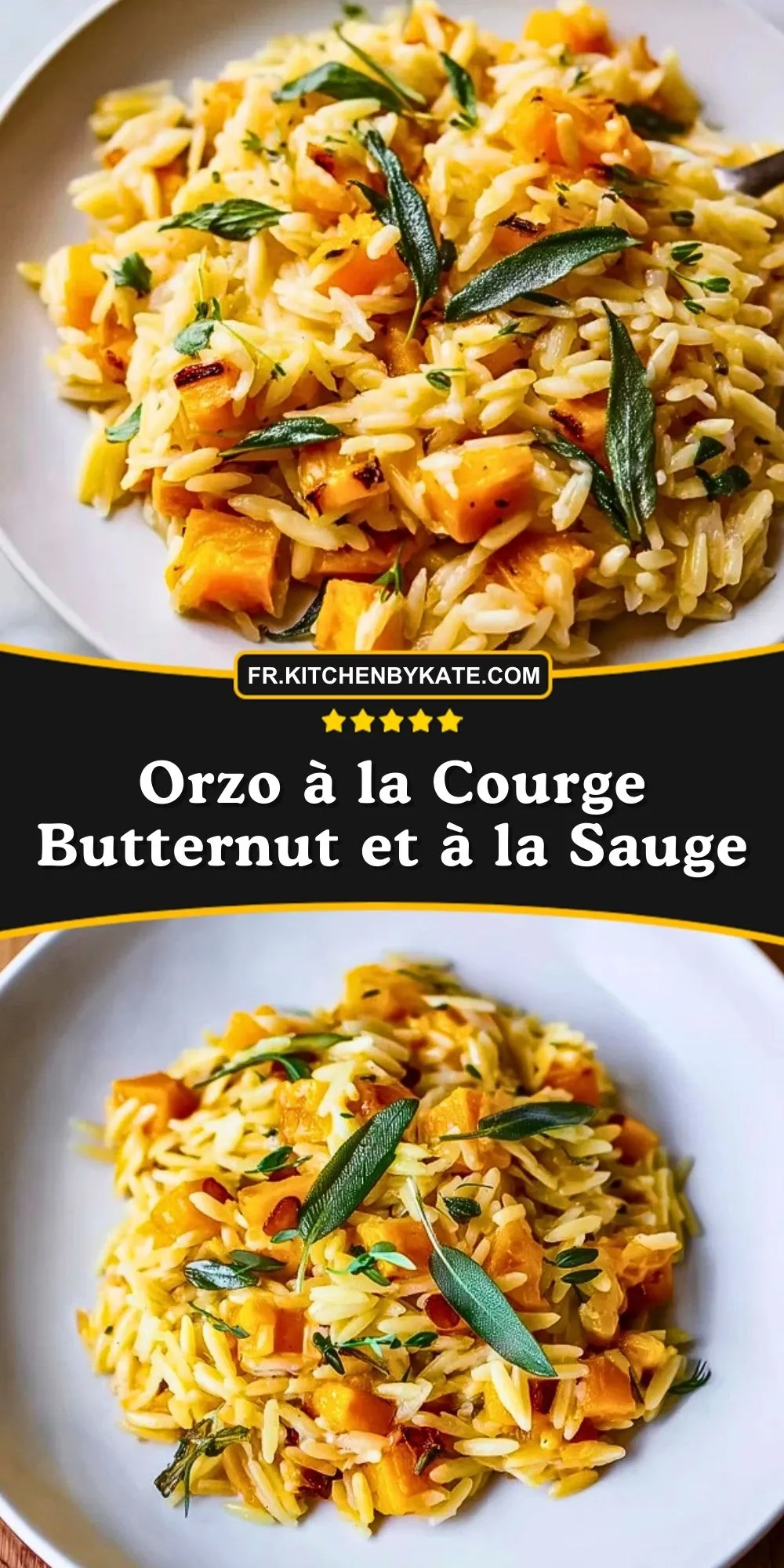 Orzo à la Courge Butternut et à la Sauge - Pin 1