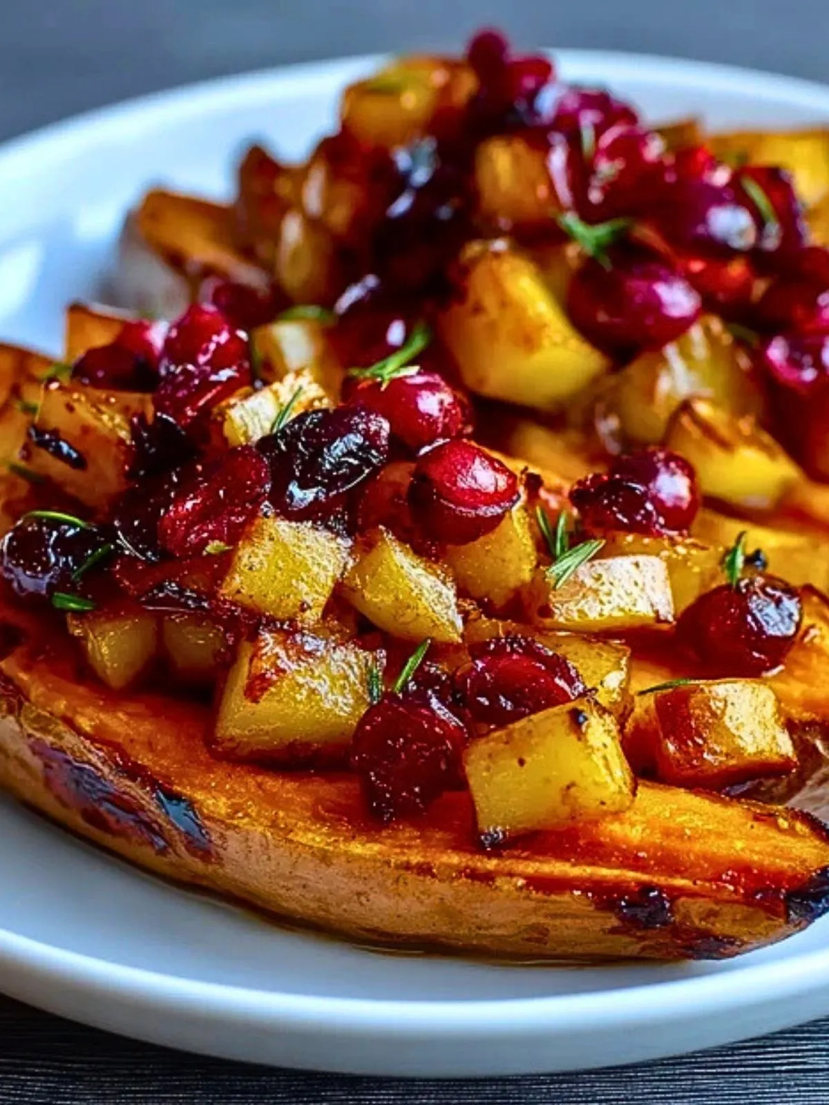 Patates Douces Rôties Aux Pommes Et Canneberges (1)