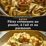 Pâtes crémeuses au poulet, à l'ail et au parmesan - Pin 1