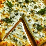 Pizza au fromage, basilic et ail