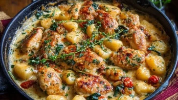 Poulet À LAil Savoureux Et Gnocchis Sautés