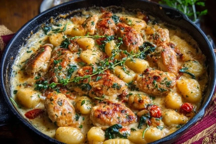 Poulet À LAil Savoureux Et Gnocchis Sautés