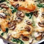 Poulet crémeux aux champignons et parmesan à la poêle