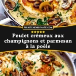 Poulet crémeux aux champignons et parmesan à la poêle - Pin 1