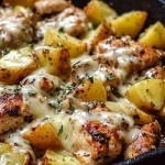 Poulet et pommes de terre en une seule poêle avec sauce