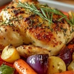 Poulet rôti à l'ail et légumes