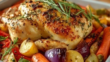 Poulet rôti à l'ail et légumes