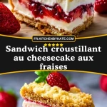 Sandwich croustillant au cheesecake aux fraises - Pin 1