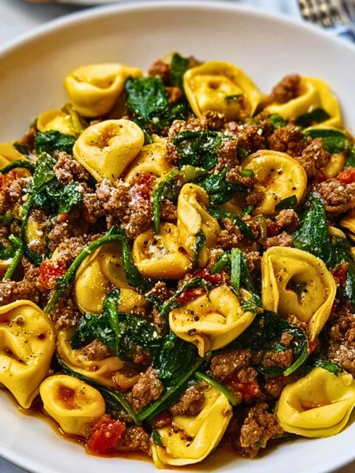 Tortellini Savoureux Au Beurre À Lail, Bœuf Et Épinards (1)