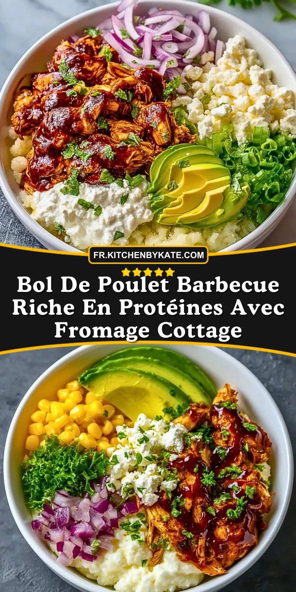 Bol De Poulet Barbecue Riche En Protéines Avec Fromage Cottage (2)