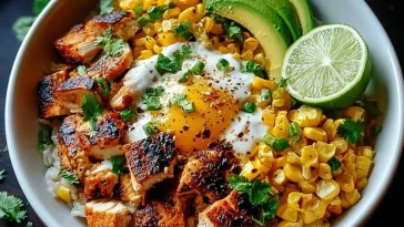 Bol De Riz Poulet Maïs À La Street Food