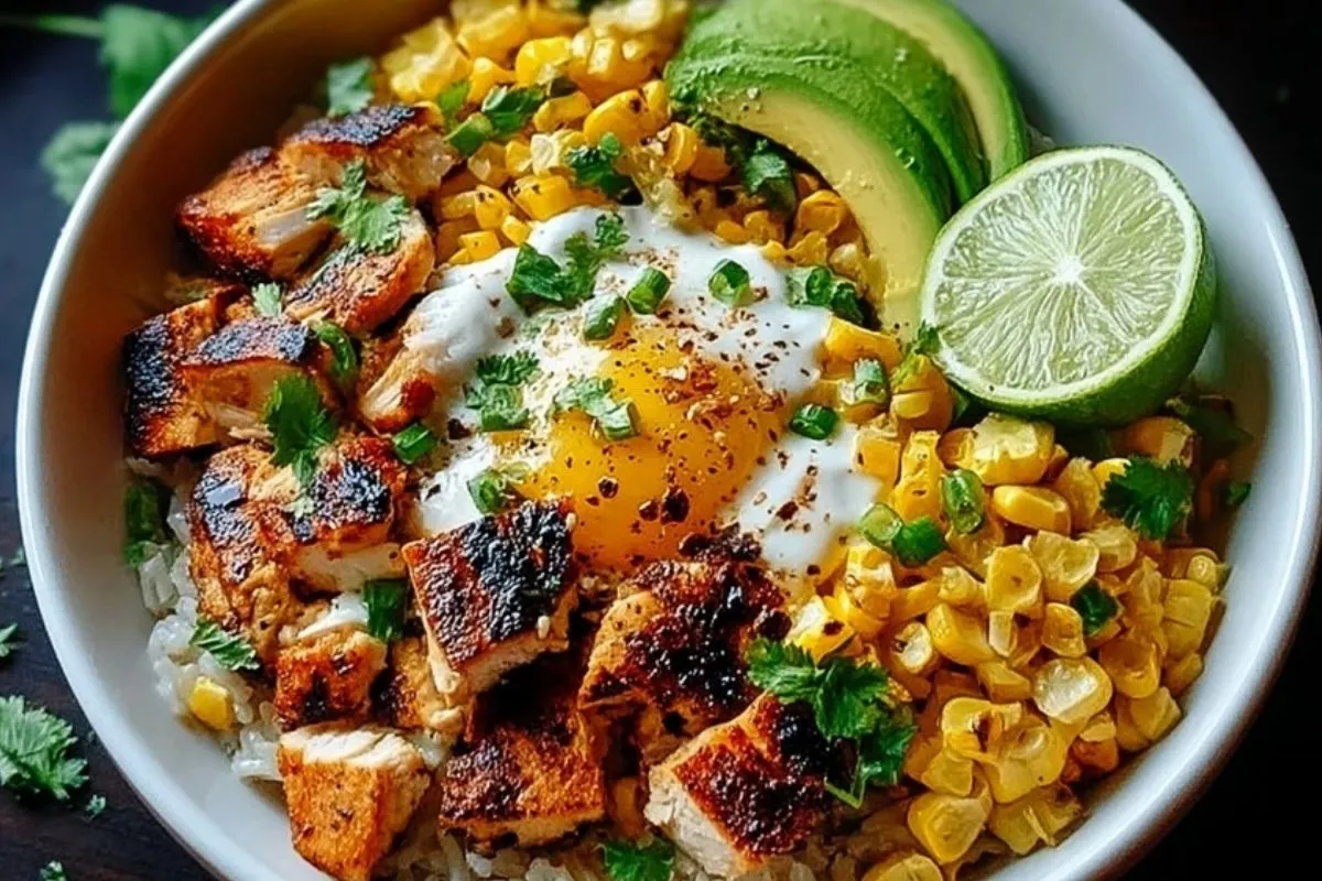 Bol De Riz Poulet Maïs À La Street Food