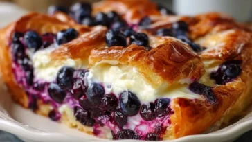 Casserole De Croissant Aux Myrtilles Et Fromage Frais