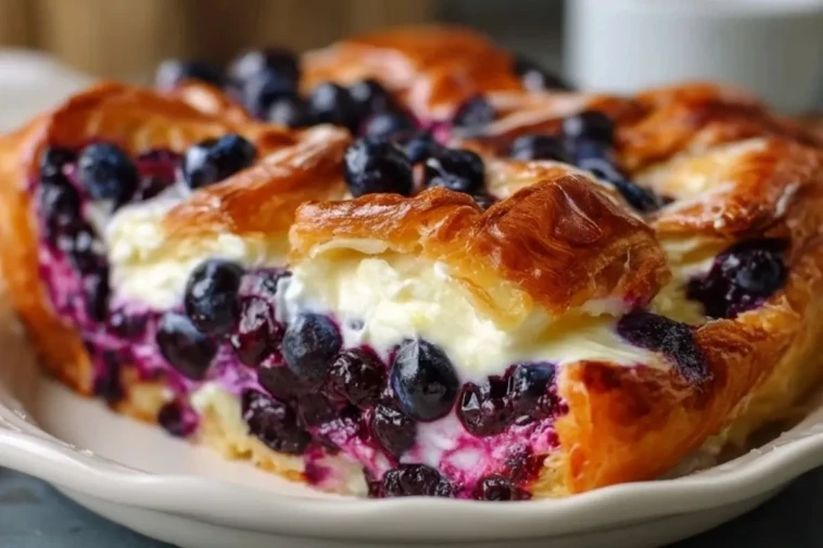 Casserole De Croissant Aux Myrtilles Et Fromage Frais