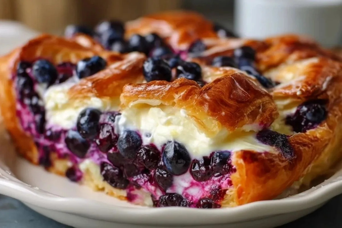Casserole De Croissant Aux Myrtilles Et Fromage Frais