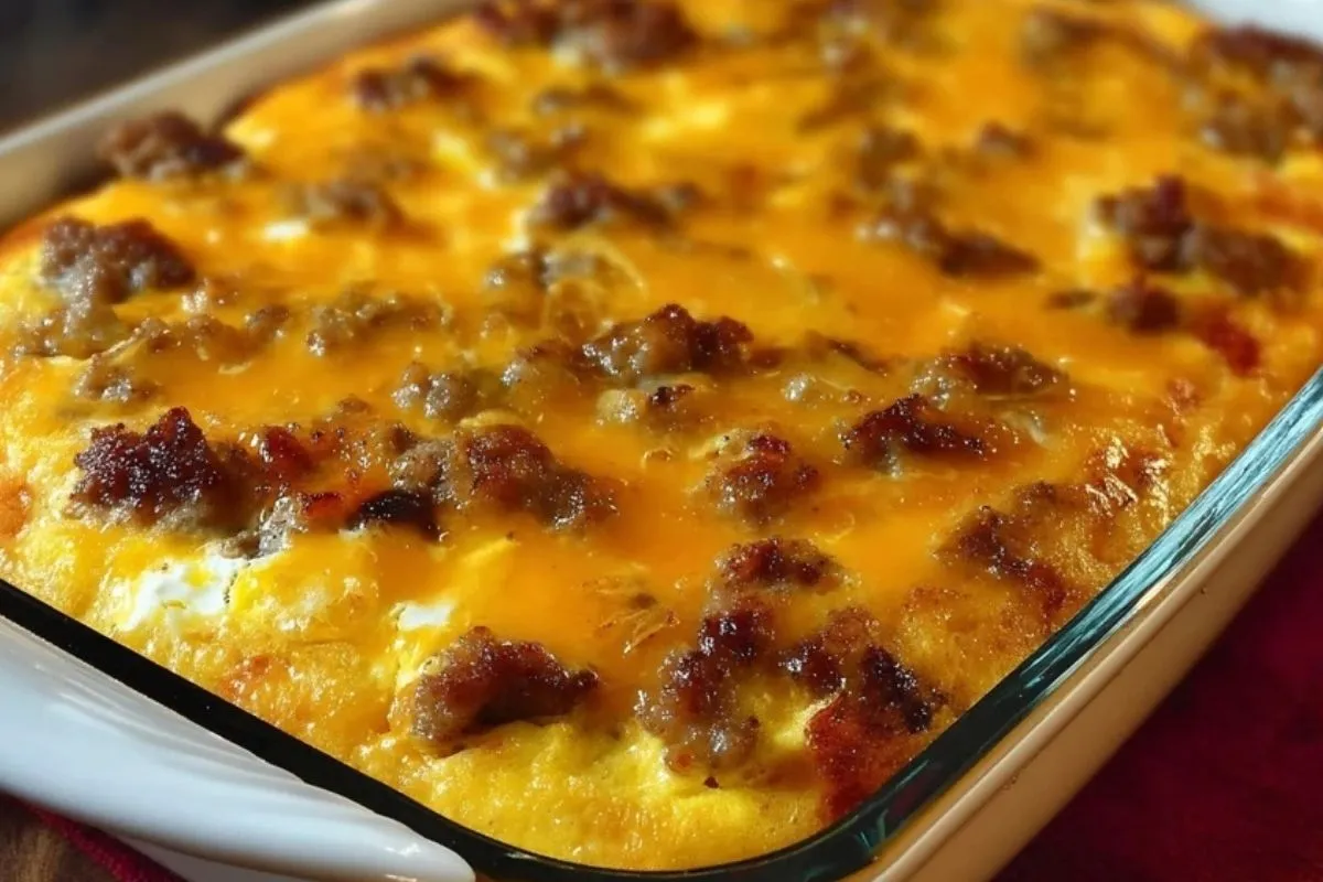 Casserole De Petit-Déjeuner Aux Saucisses, Oeufs Et Fromage