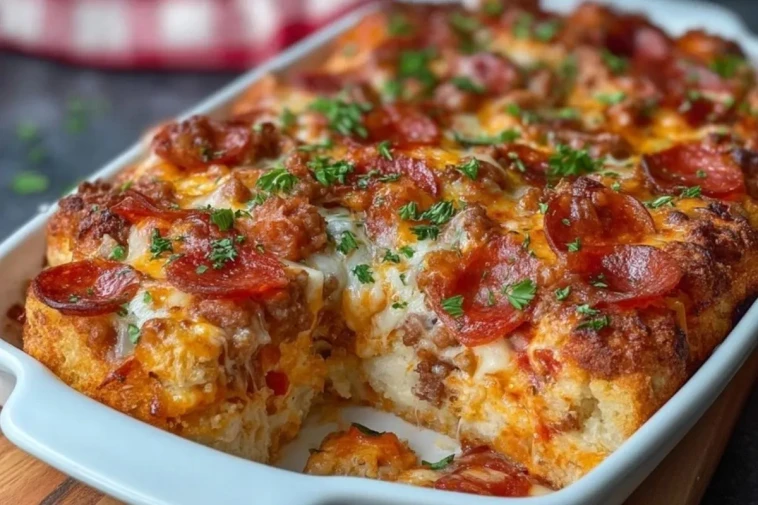 Casserole De Pizza Aux Biscuits Émiettés