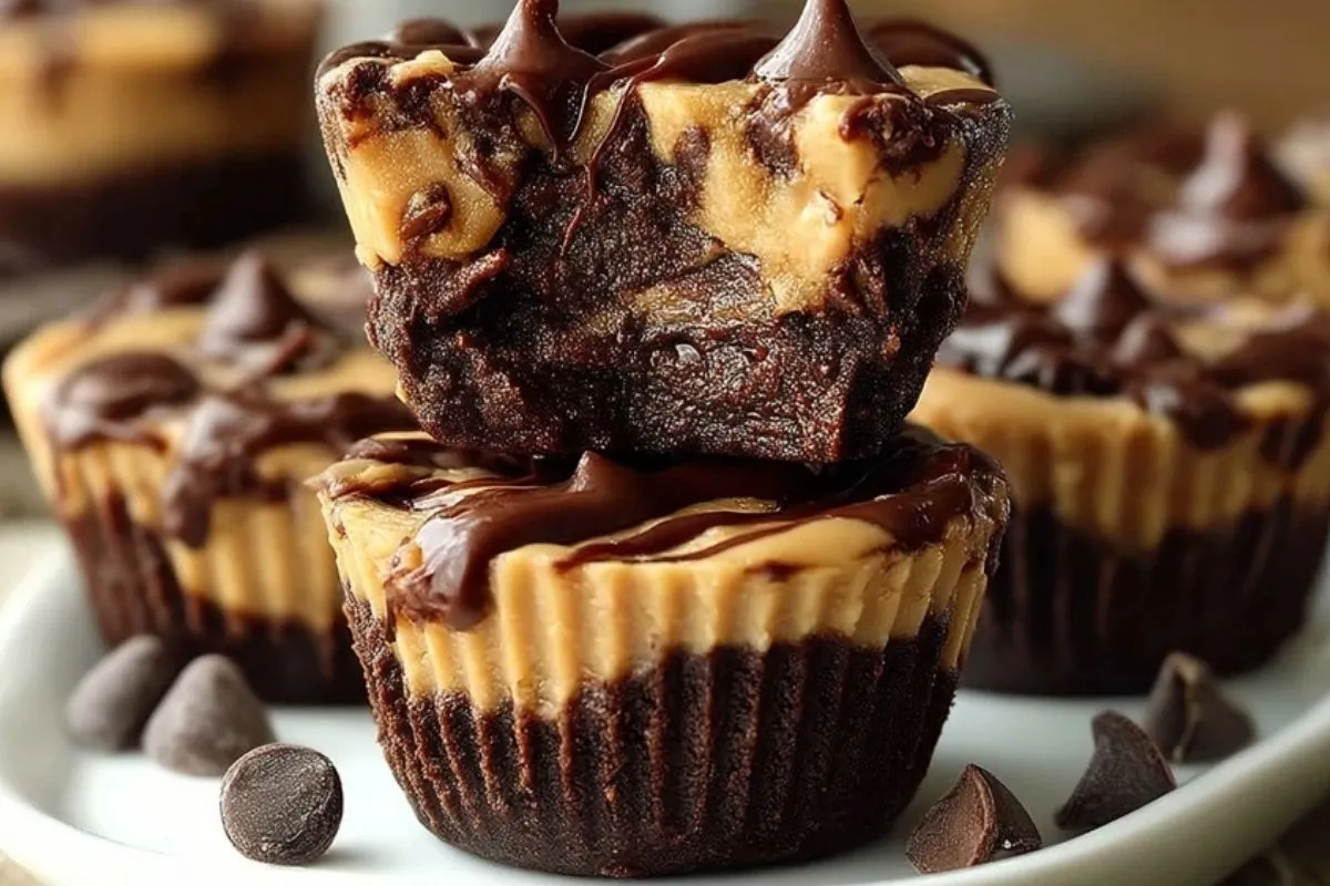 Coupes De Brownies Au Beurre De Cacahuète