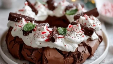 Couronne de Pavlova au Chocolat et à la Menthe Poivrée
