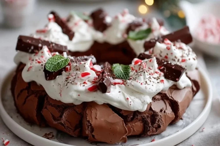 Couronne de Pavlova au Chocolat et à la Menthe Poivrée