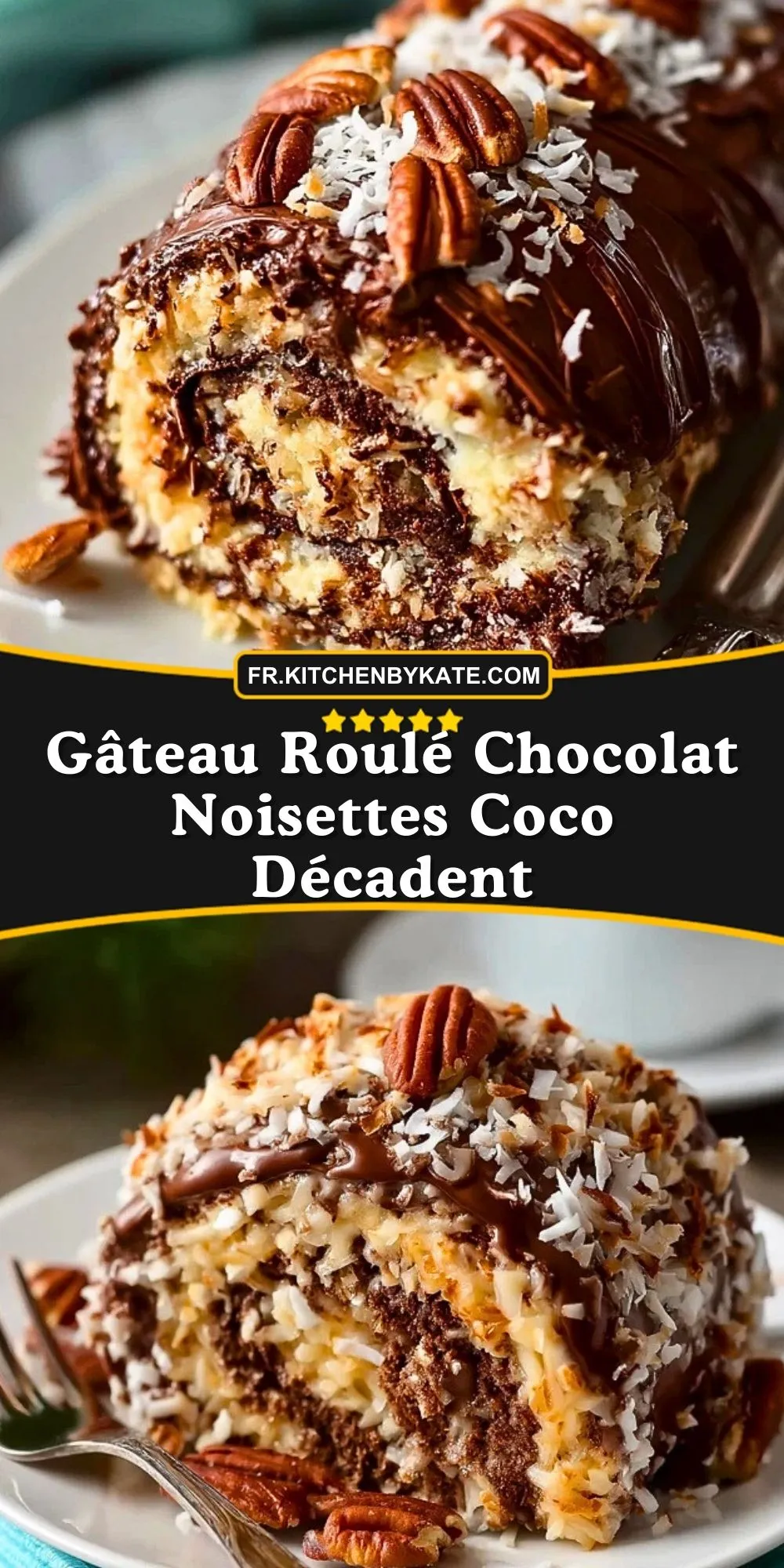Gâteau Roulé Chocolat Noisettes Coco Décadent (2)