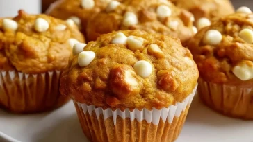 Muffins Moelleux à la Citrouille et aux Pépites de Chocolat Blanc