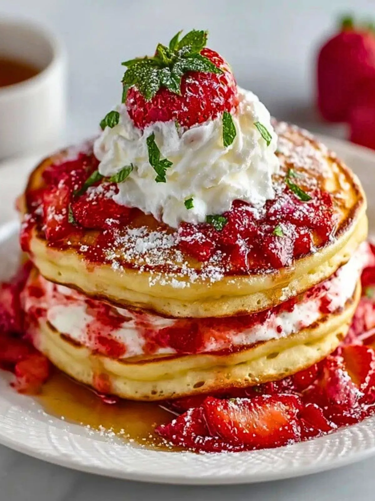 Pancakes Au Fromage Blanc Et Fraises Légères (1)