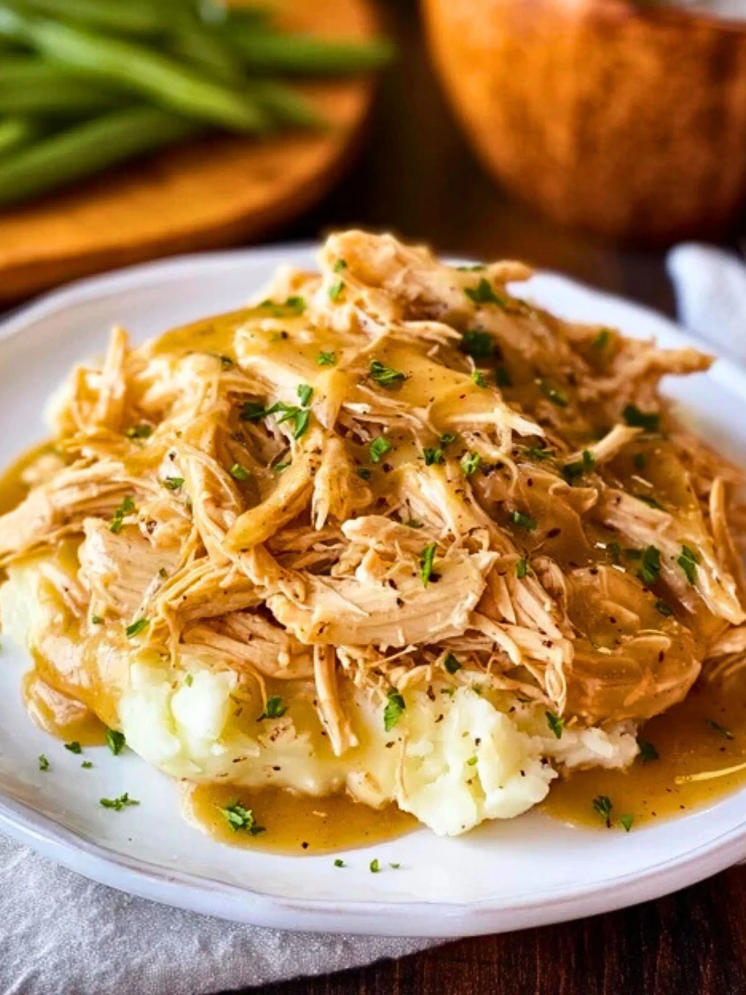 Poulet Effiloché à la Sauce avec Purée de Pommes de Terre (1)