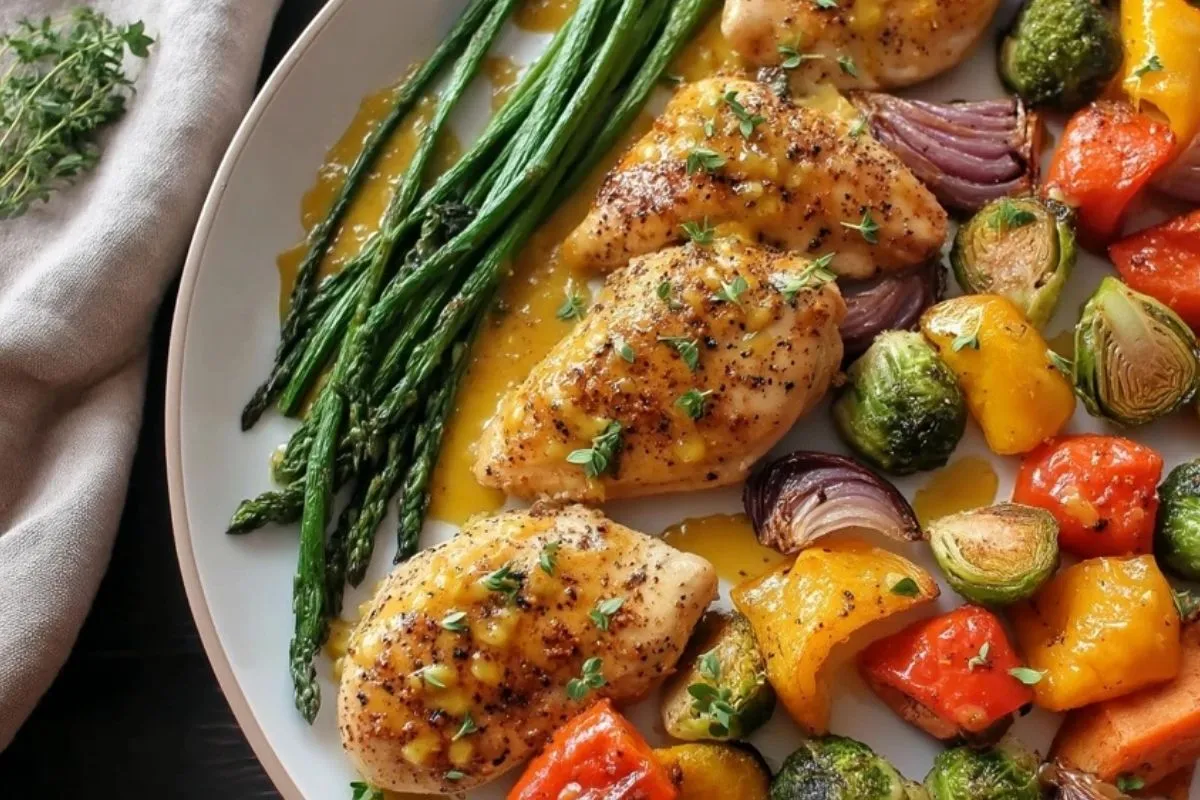 Poulet Miel Dijon Rôti avec Légumes