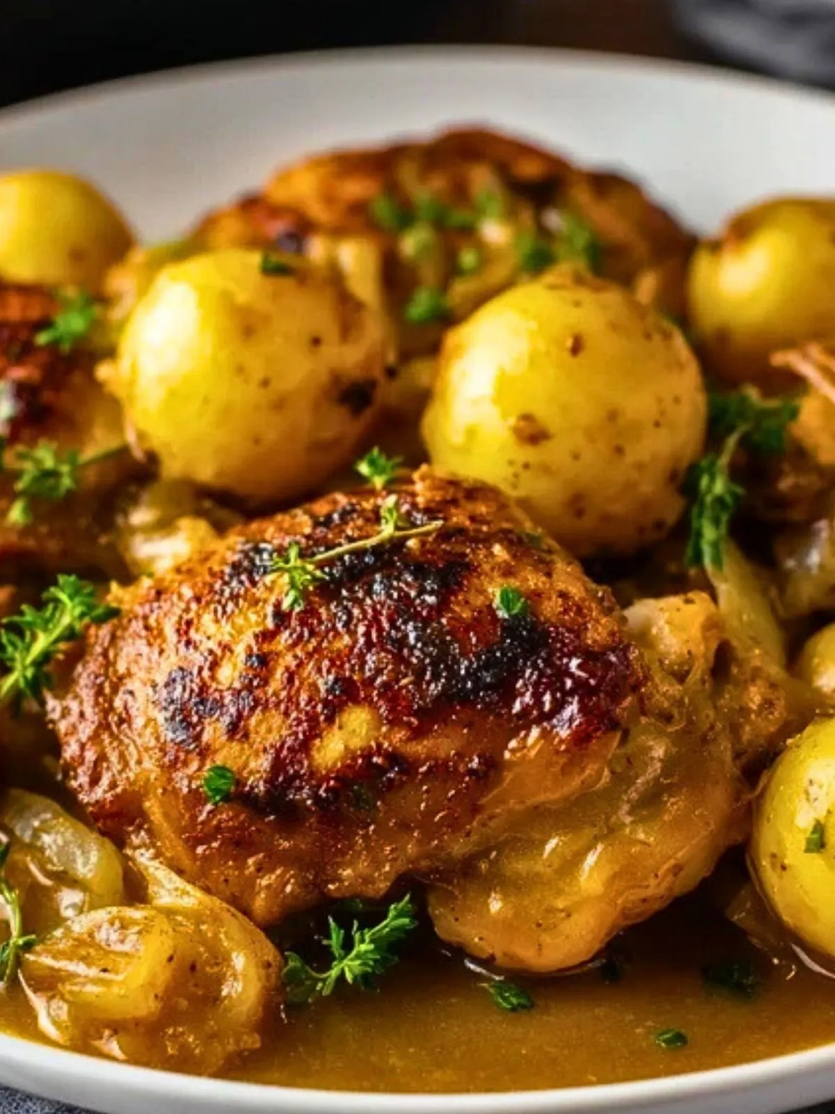 Poulet Rôti Avec Pommes de Terre et Sauce (1)