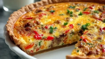 Quiche Irresistible aux Poivrons Rouges Rôtis et Saucisse