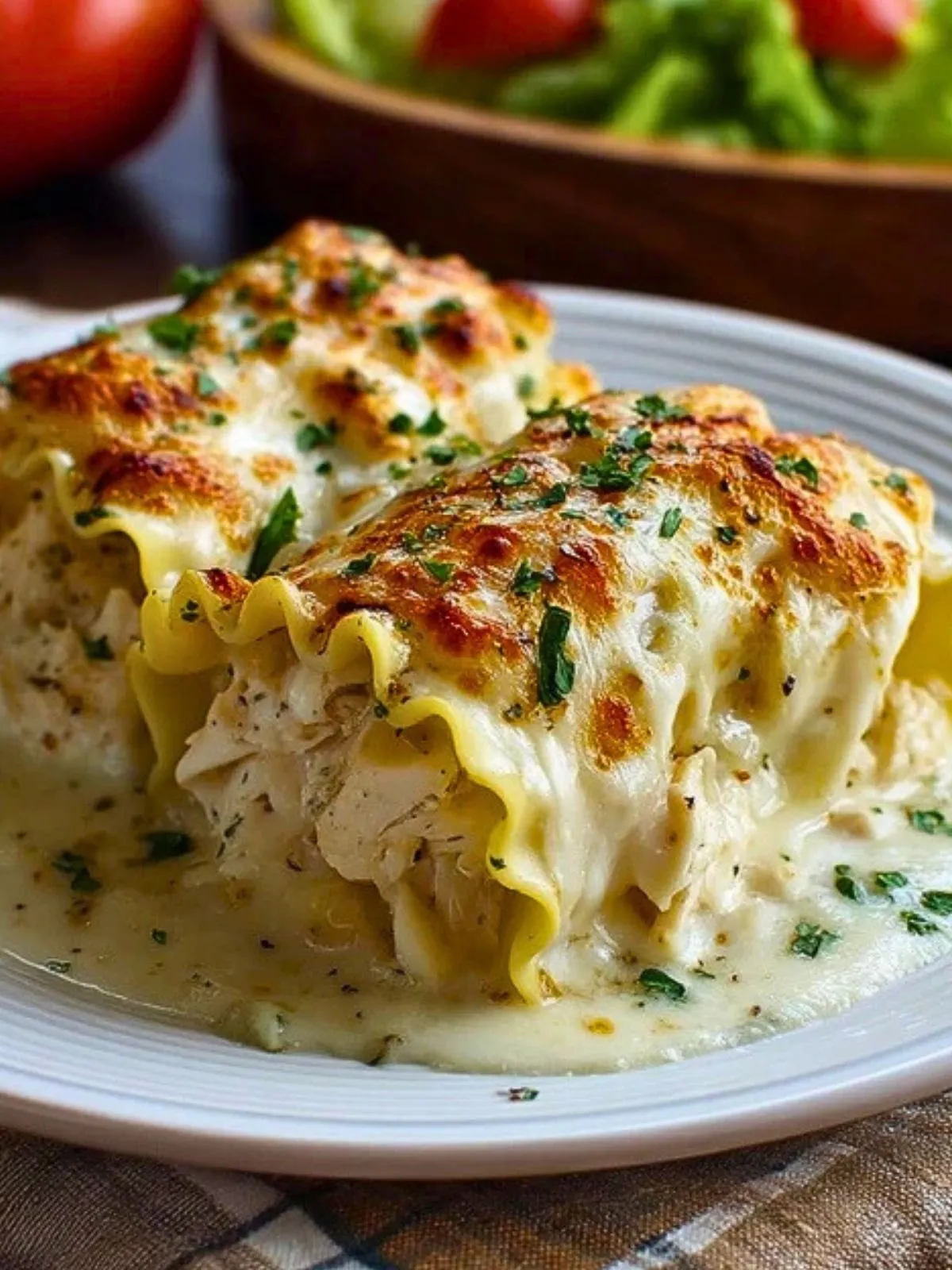 Roulés De Lasagne Au Poulet Alfredo Faciles (1)