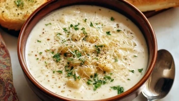 Soupe Crémeuse à lAil et au Parmesan