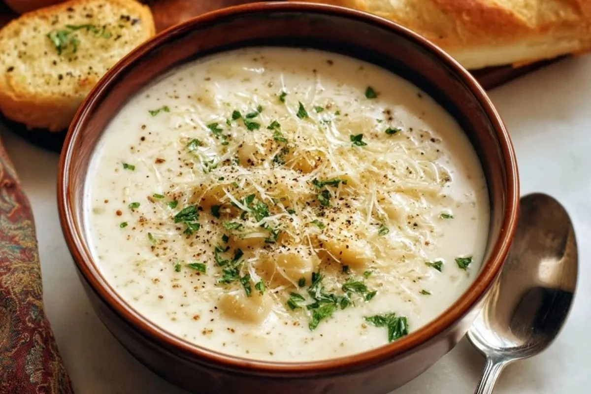 Soupe Crémeuse à lAil et au Parmesan