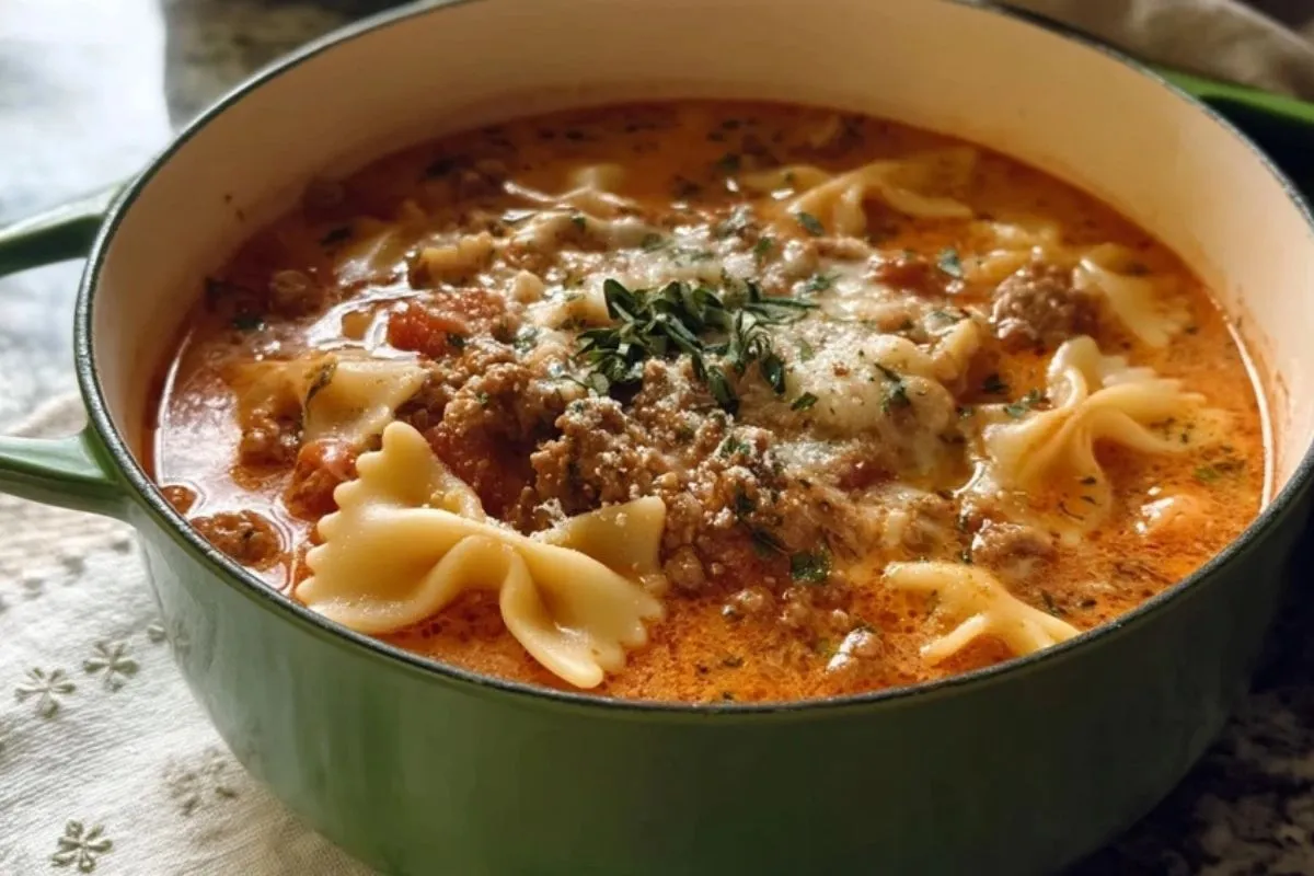 Soupe Crémeuse de Lasagne avec Saucisse et Viande Hachée (3)