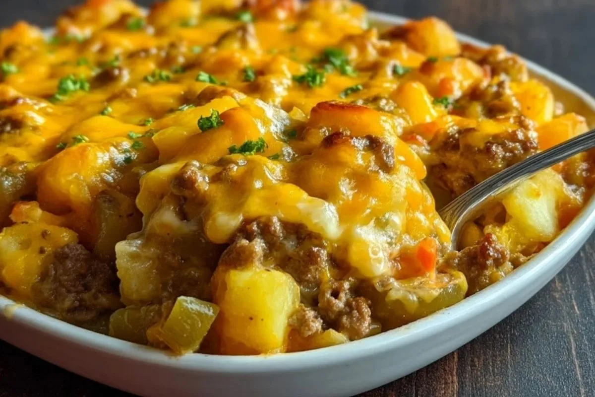 Casserole De Viande Hachée Au Fromage Et Pommes De Terre Congelées