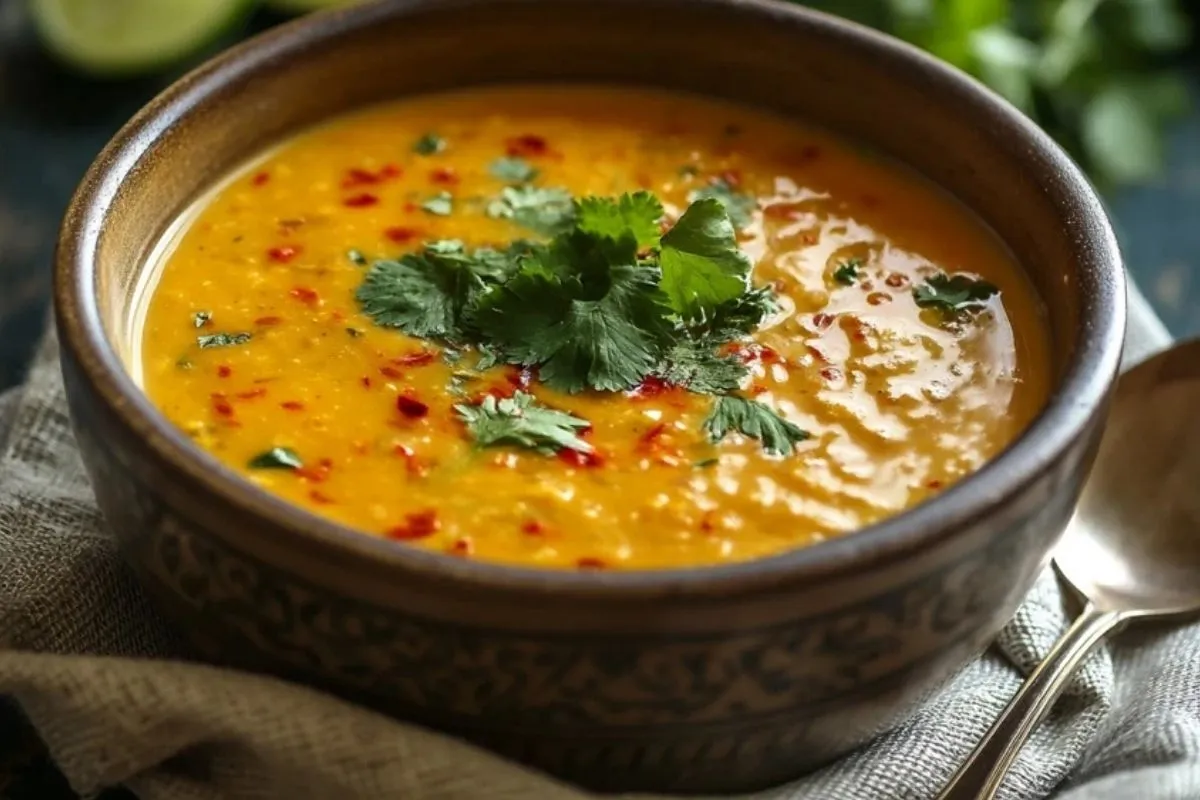 Soupe Crémeuse de Lentilles Rouges au Lait de Coco Thaïlandais