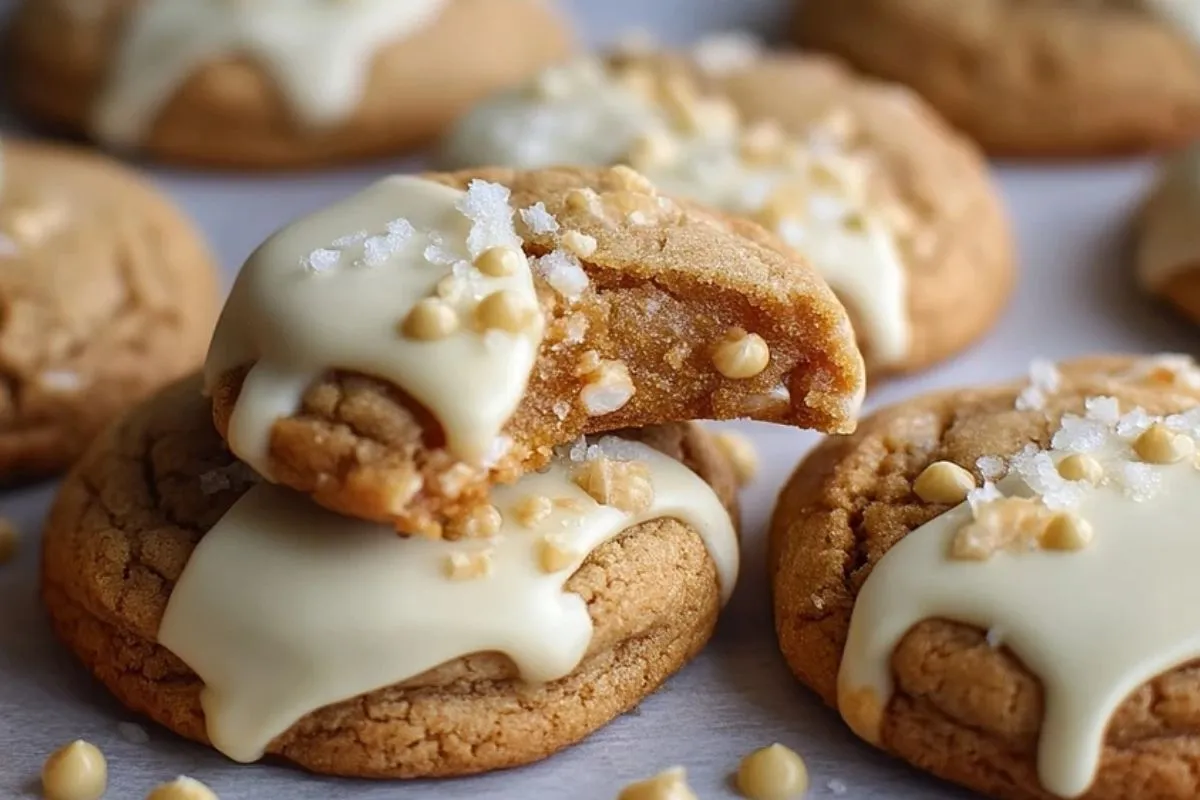 Biscuits Au Sirop DÉrable Trempés Dans Du Chocolat Blanc