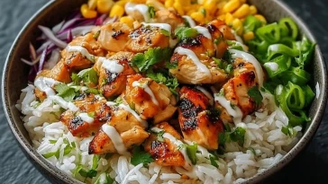 Bols De Riz Au Poulet Sain
