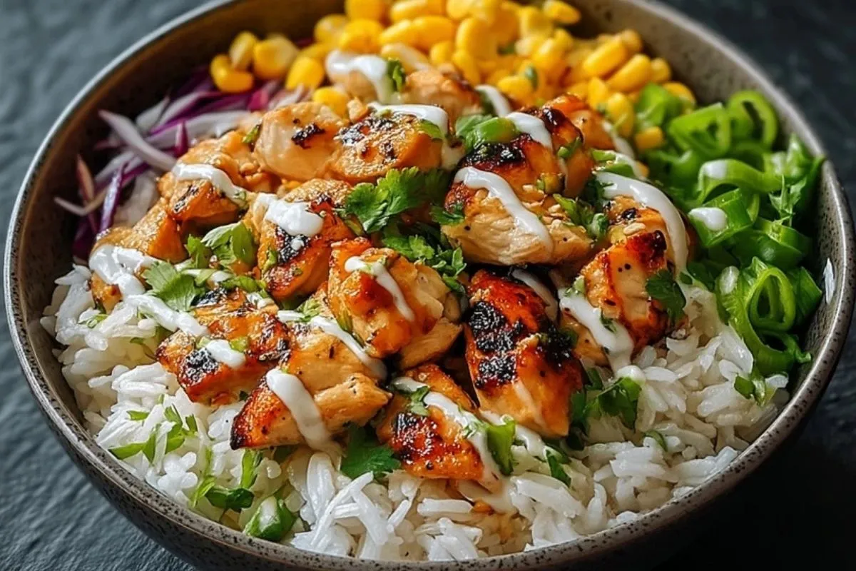 Bols De Riz Au Poulet Sain
