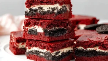 Brownies Velours Rouge Fourrés aux Oreo