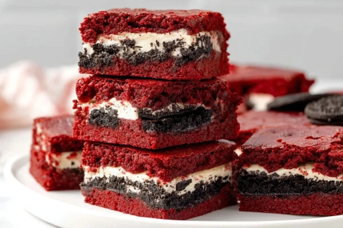 Brownies Velours Rouge Fourrés aux Oreo