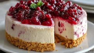 Cheesecake Aux Cranberries Et Chocolat Blanc Sans Cuisson