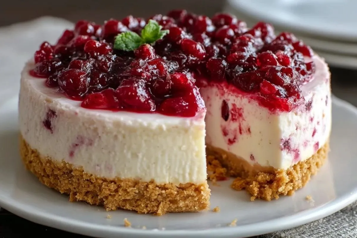 Cheesecake Aux Cranberries Et Chocolat Blanc Sans Cuisson
