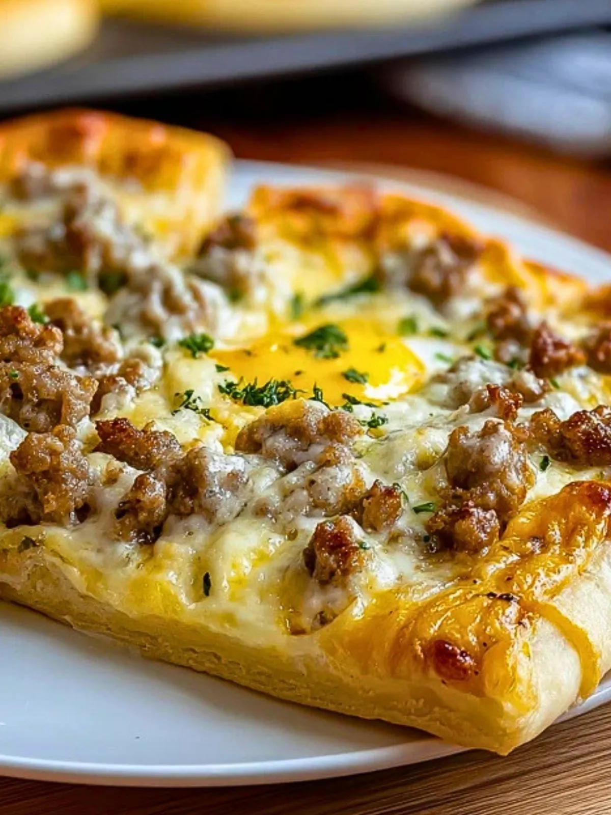 Pizza Au Petit Déjeuner Avec Sauce Saucisse Délicieuse (1)