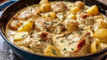 Poulet Crémeux au Ranch et Pommes de Terre en Cocotte