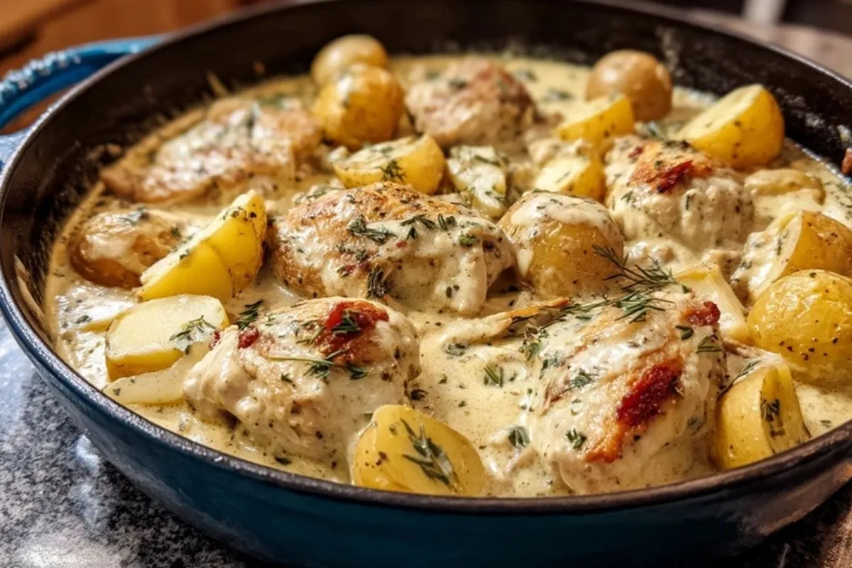 Poulet Crémeux au Ranch et Pommes de Terre en Cocotte
