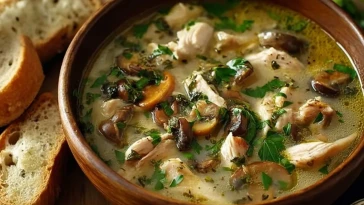 Soupe De Poulet Rôti Aux Champignons